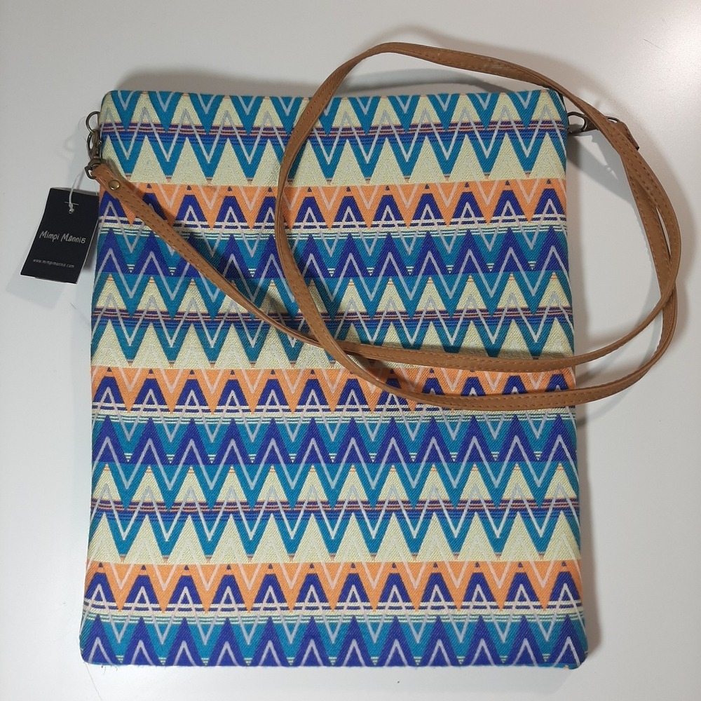 Mimpi Mannis Shoulder Bag Zig Zag Pattern Blue‎ White Green Yellow Orange